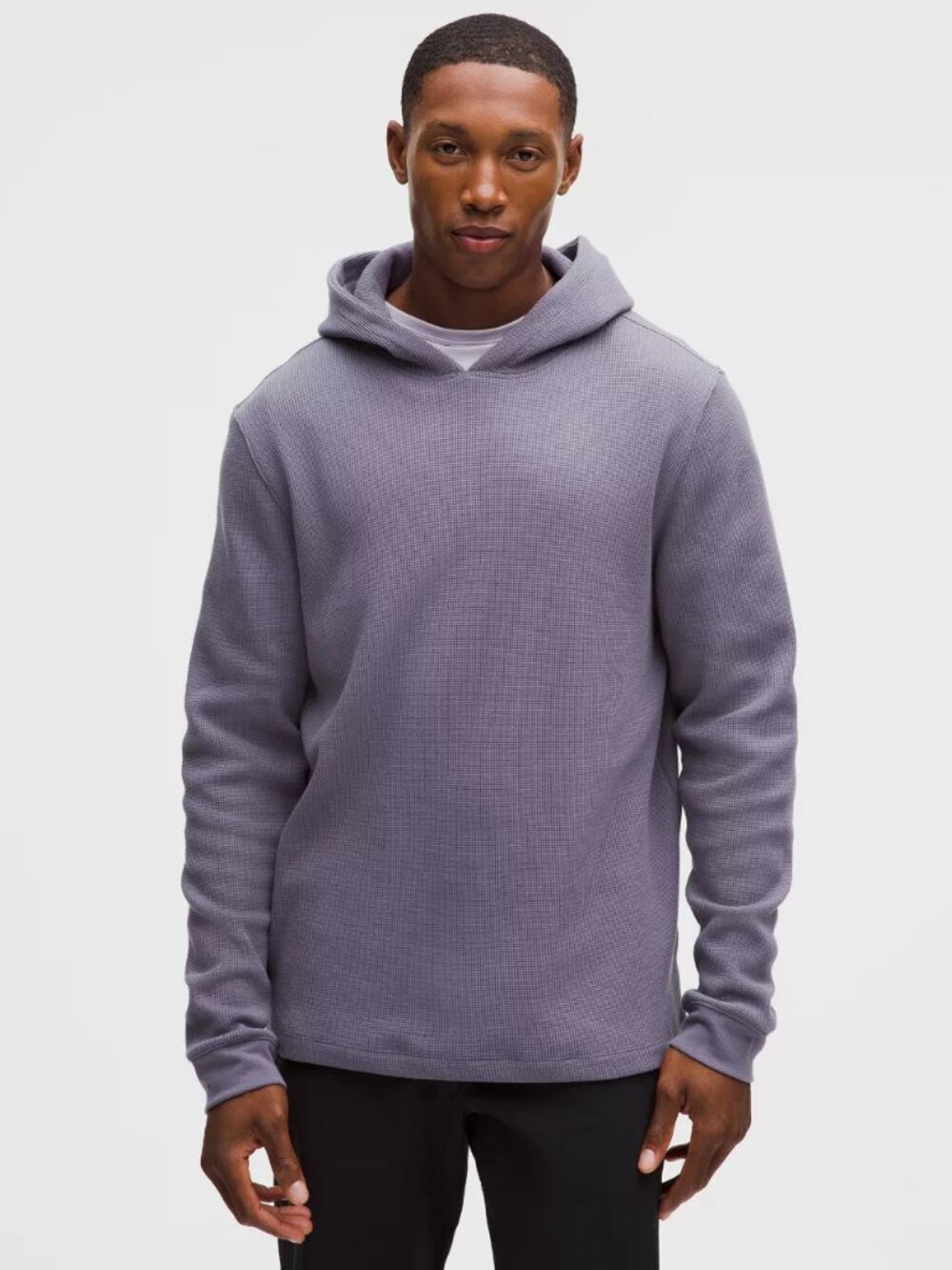 *NWT Lululemon Men's Cotton-Blend Waffle Knit Hoodie - Light Purple
